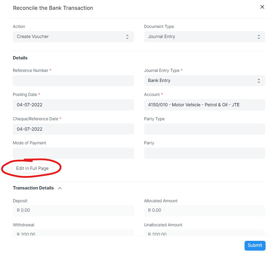 Bank Reconciliation Transaction Types